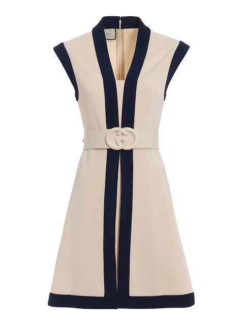 🤍 Vestido Gucci Bicolor Beige y Azul Marino 🤍 - ShantApp
